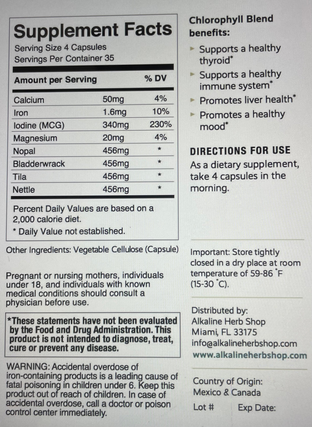 Chlorophyll       140 veggie Capsules