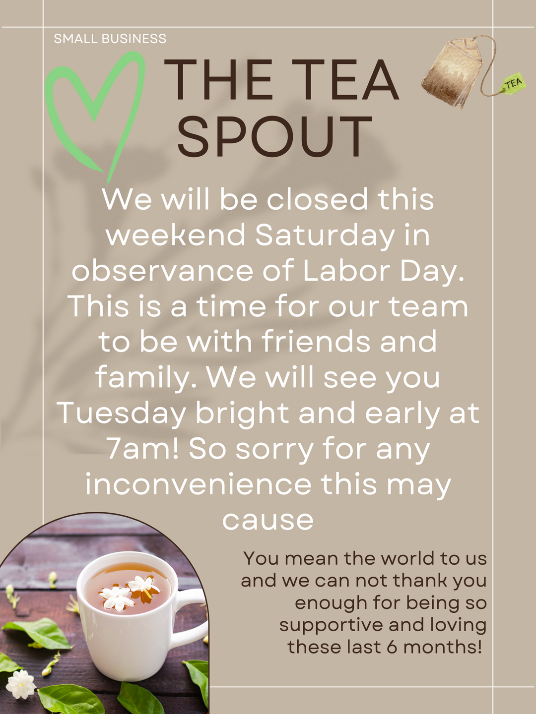 Closed this Saturday