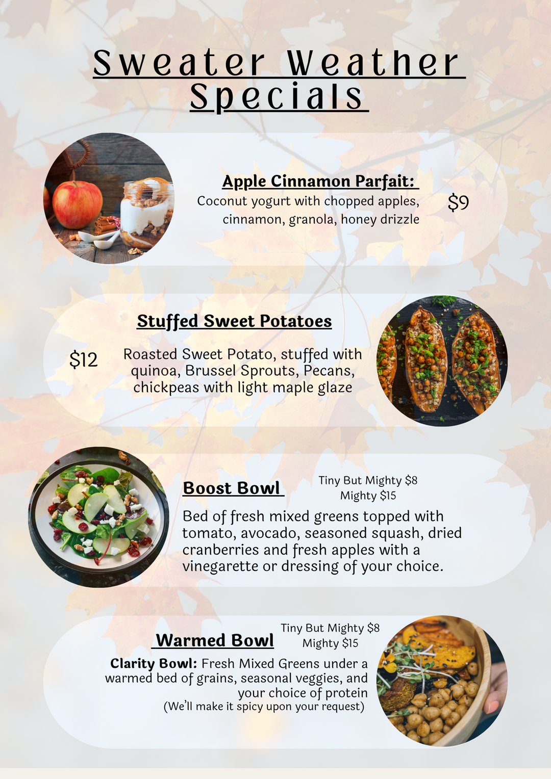 Fall Menu Selection