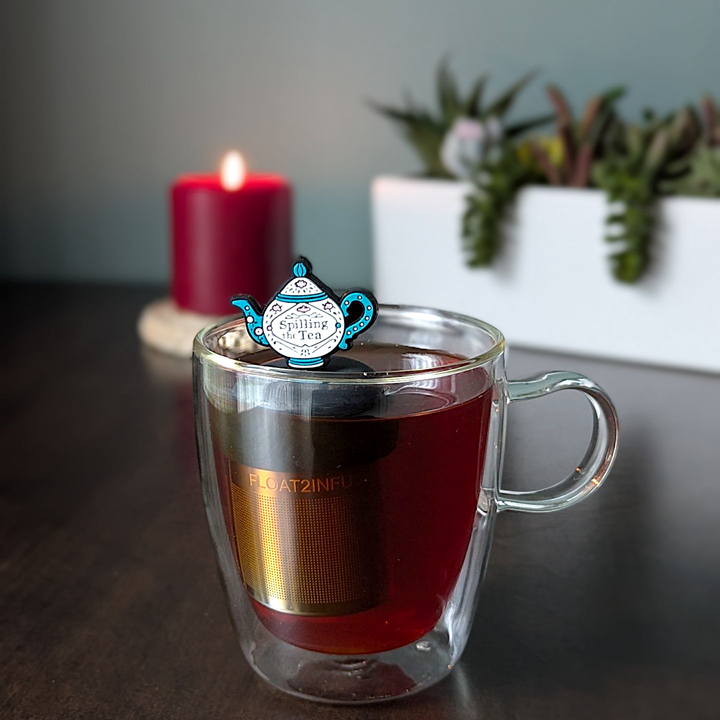 Spill the Tea | Floating Tea Steeper | Grey Base | Blue