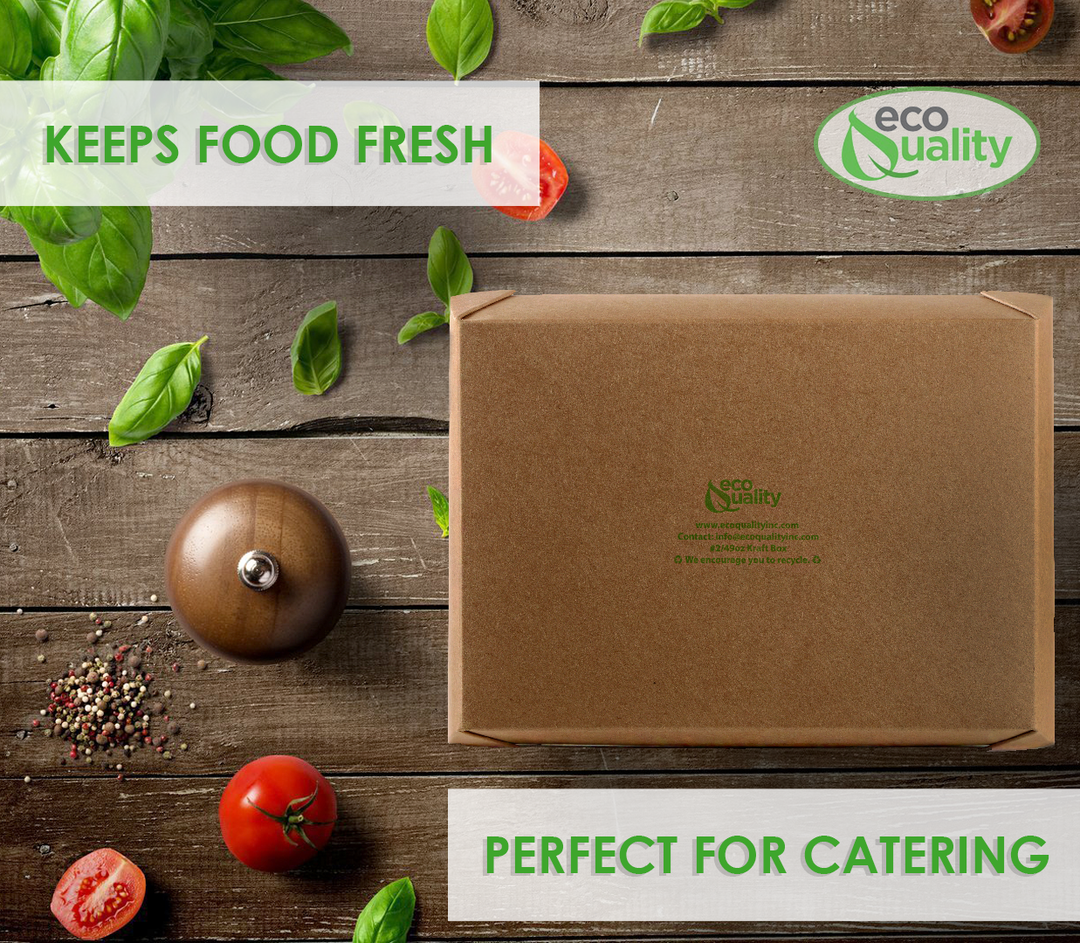 49Oz Kraft Folded Paper Take Out Containers - Microwavable