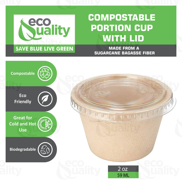 2Oz Compostable Souffle Portion Cup with Lid, Disposable