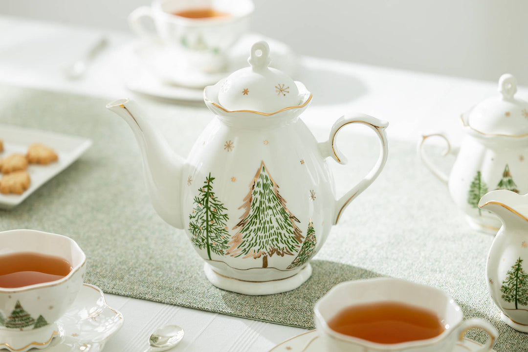 Christmas Pine Trees 40oz Fine Porcelain Teapot