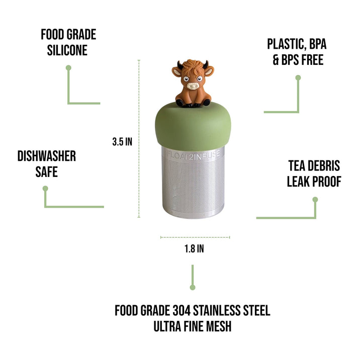 Baby Highland Cow | Floating Tea Steeper | Green Base