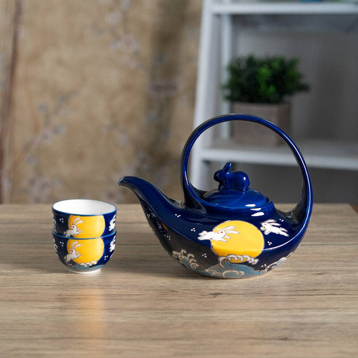 Moon Rabbit Tea Set 22oz Tea Pot with 2 Cups (1/8)