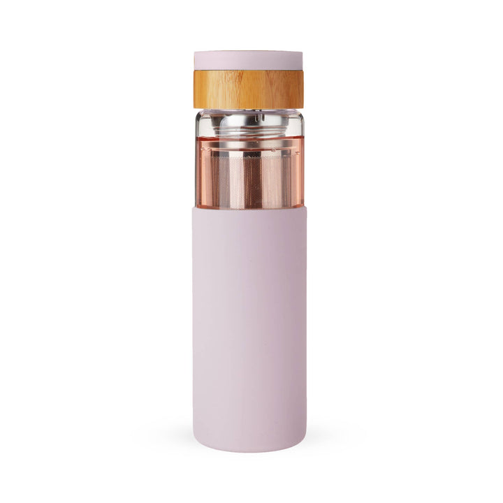 Dana™ Glass Travel Mug w/Infuser & Silicone Sleeve -Lavender