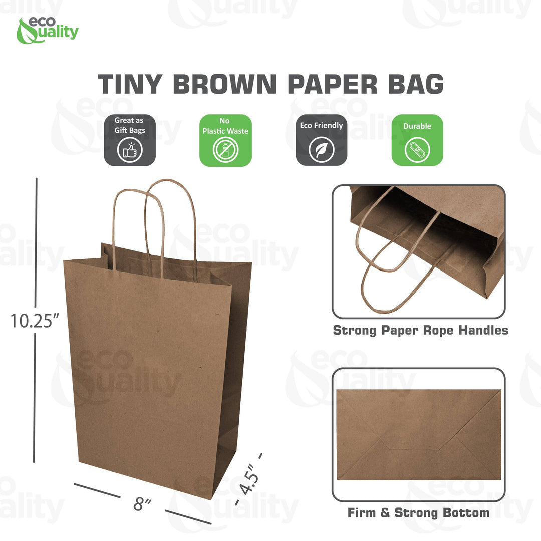 8x4.5x10.25 Tiny Kraft Paper Gift Bags
