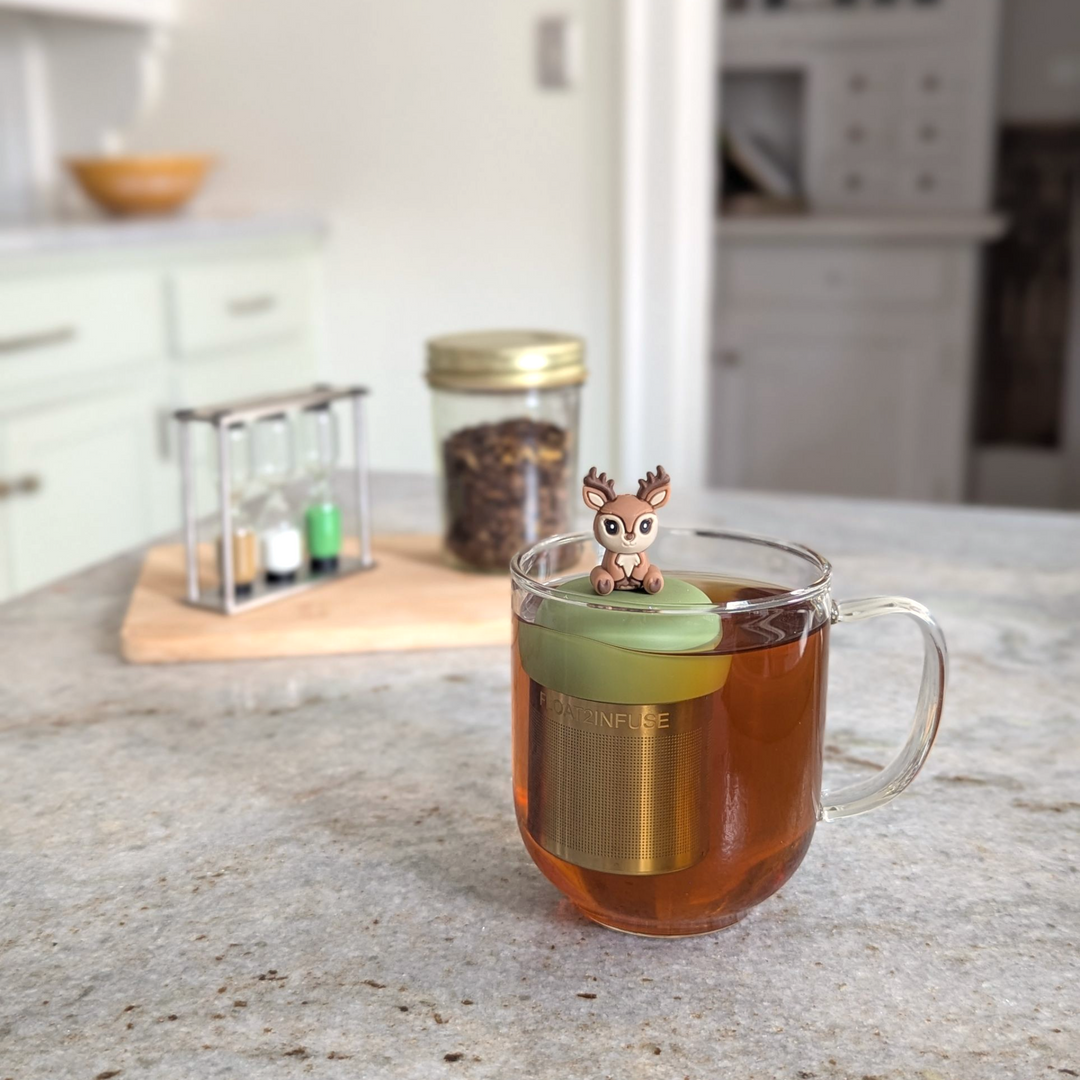 Deer | Floating Tea Steeper | Green Base | Brown Deer