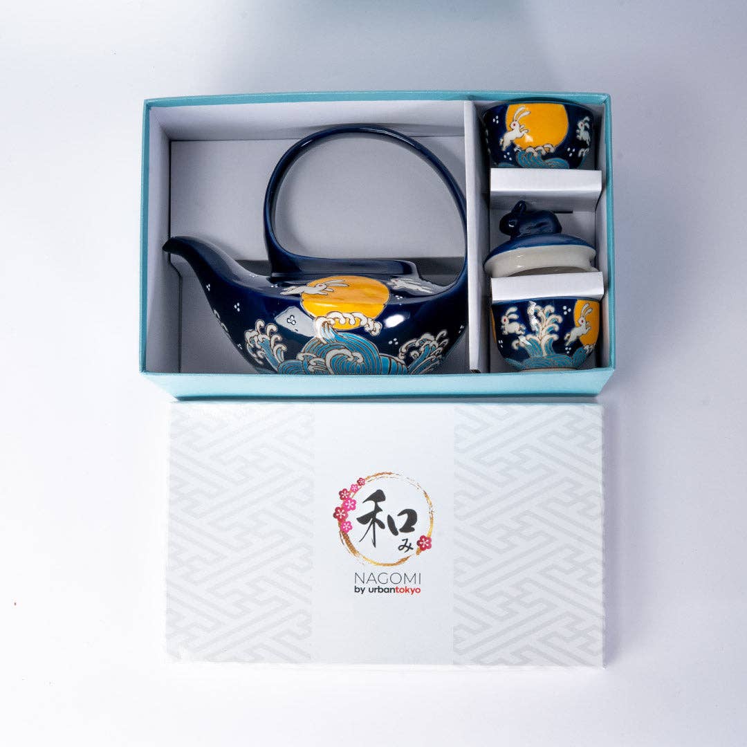 Moon Rabbit Tea Set 22oz Tea Pot with 2 Cups (1/8)