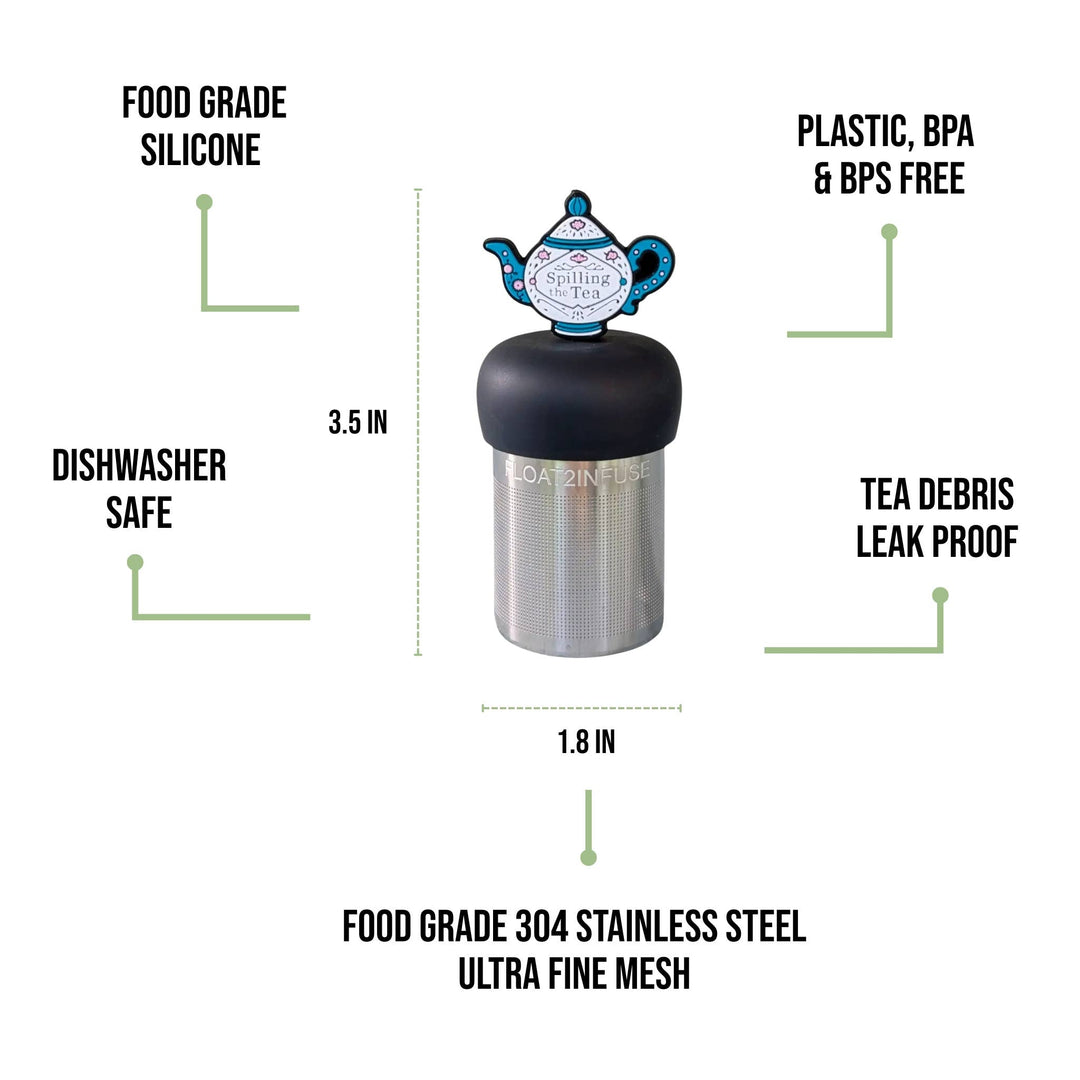 Spill the Tea | Floating Tea Steeper | Grey Base | Blue