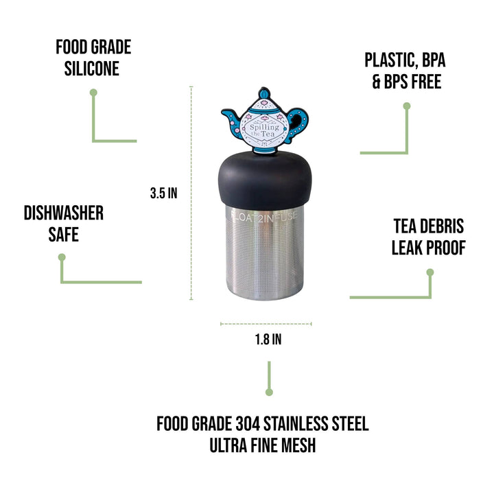 Spill the Tea | Floating Tea Steeper | Grey Base | Blue
