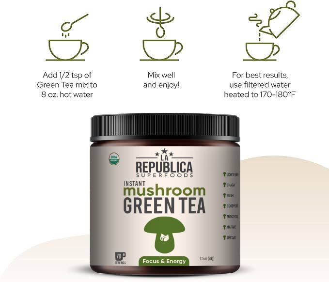 La Republica Instant Green Tea with 7 Mushrooms