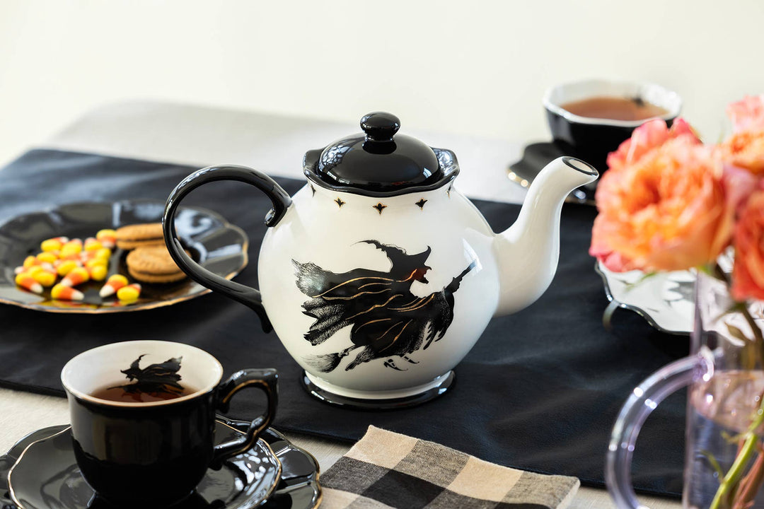 Halloween Witches Brew 40oz Teapot with Flying Witch