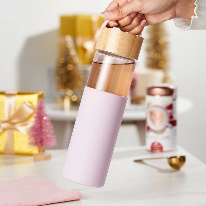 Dana™ Glass Travel Mug w/Infuser & Silicone Sleeve -Lavender