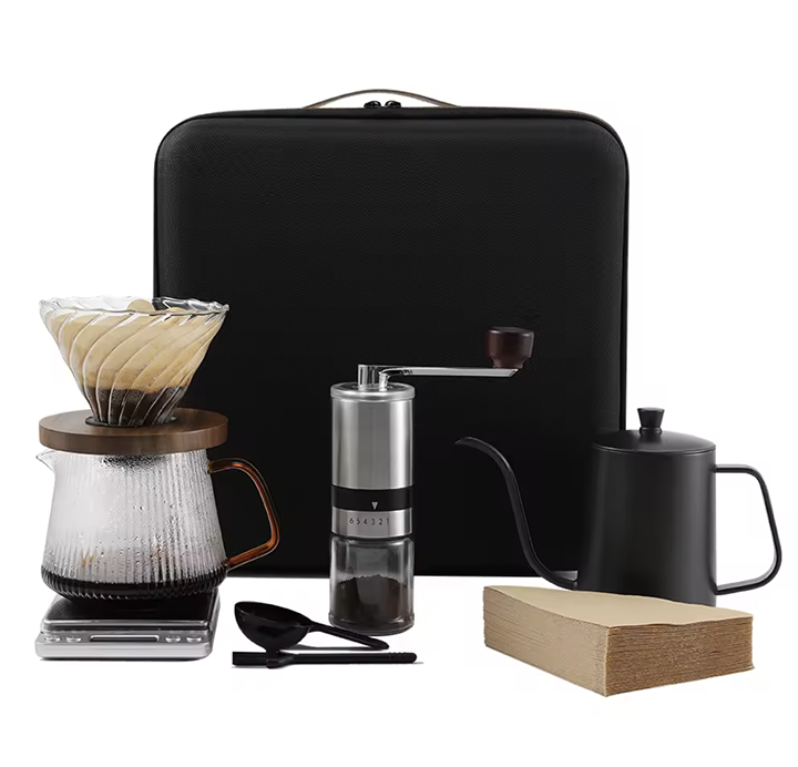 Coffee Pour Over Kit with Coffee Bean Grinder Gift Box