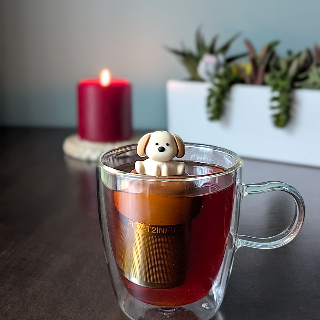 Beige Dog | Floating Tea Steeper | Light Brown Base | Beige