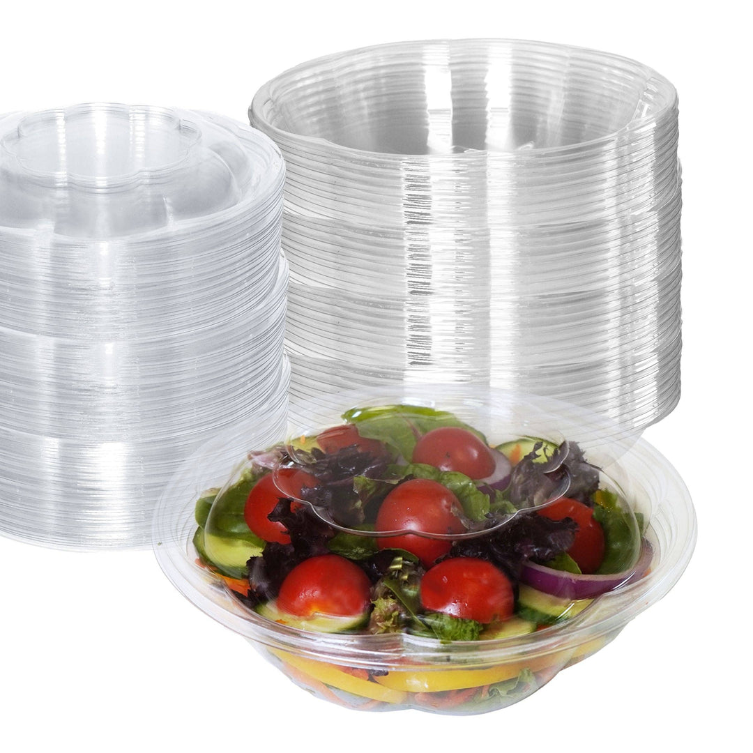 18Oz Crystal Clear Plastic Disposable Salad Bowls with Lids