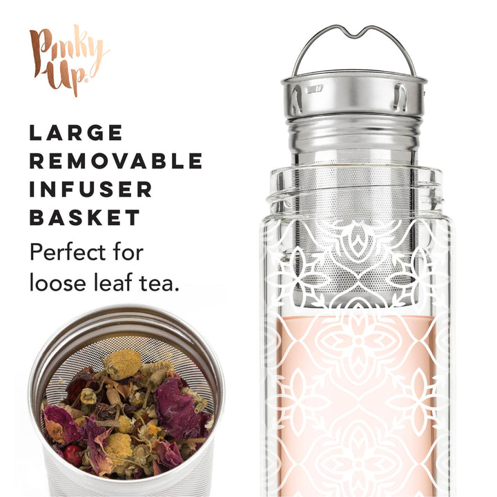 Blair™ Insulated Glass Travel Mug w/ Tea Infuser - Marrakesh