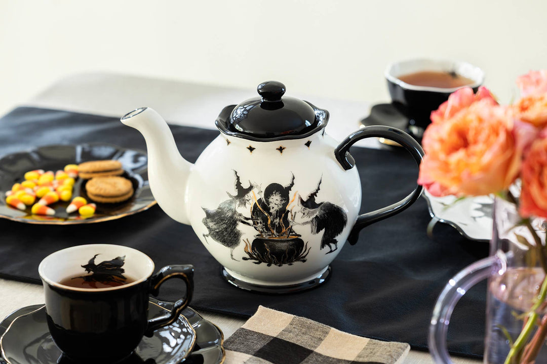 Halloween Witches Brew 40oz Teapot with Flying Witch