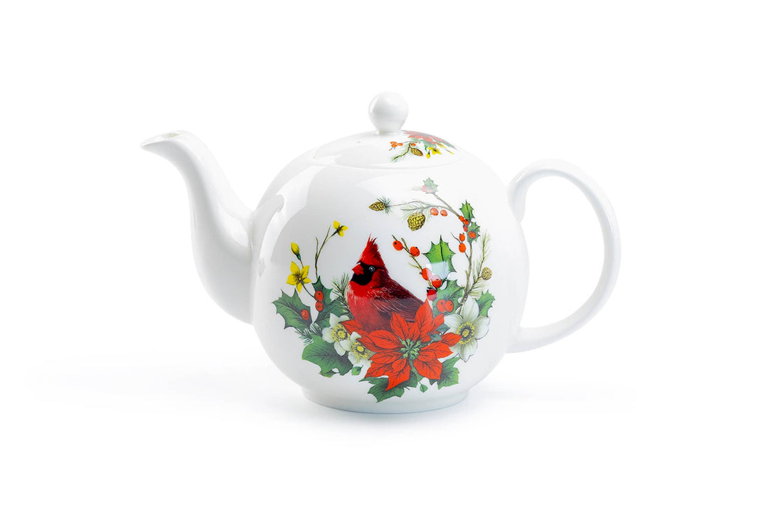 Cardinal Poinsettia 32oz Bone China Teapot