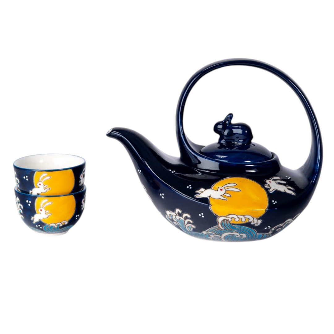 Moon Rabbit Tea Set 22oz Tea Pot with 2 Cups (1/8)