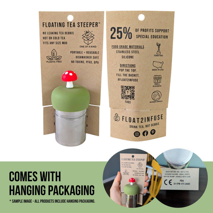 Mushroom Cottage | Floating Tea Steeper | Green Base | Pink