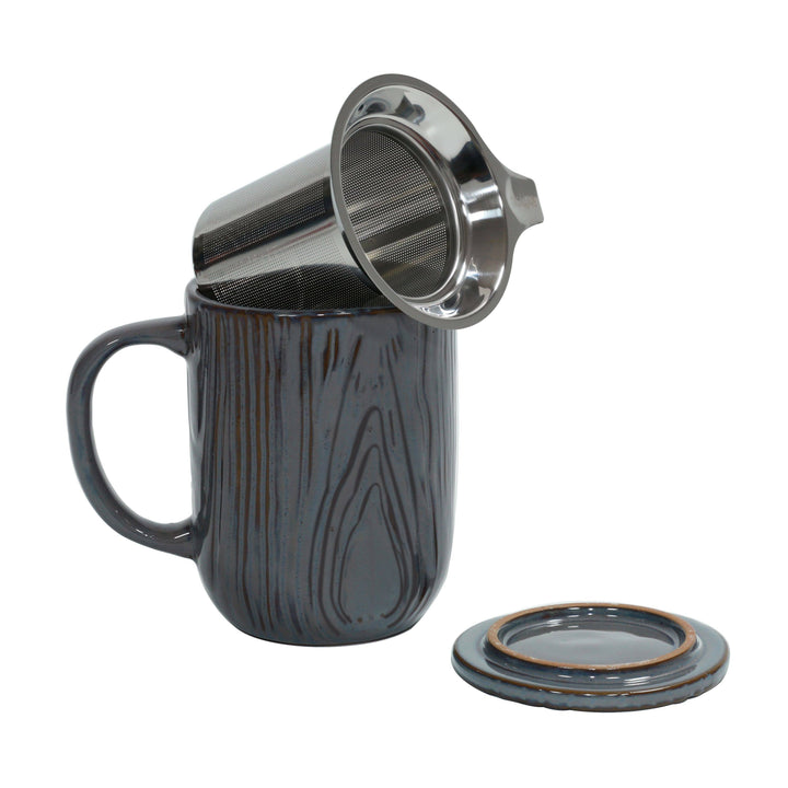 Tea Infuser 18 oz Mug Woodgrain