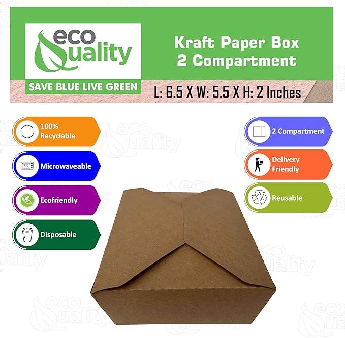 2 Compartment Kraft Takeout Box Bio Box