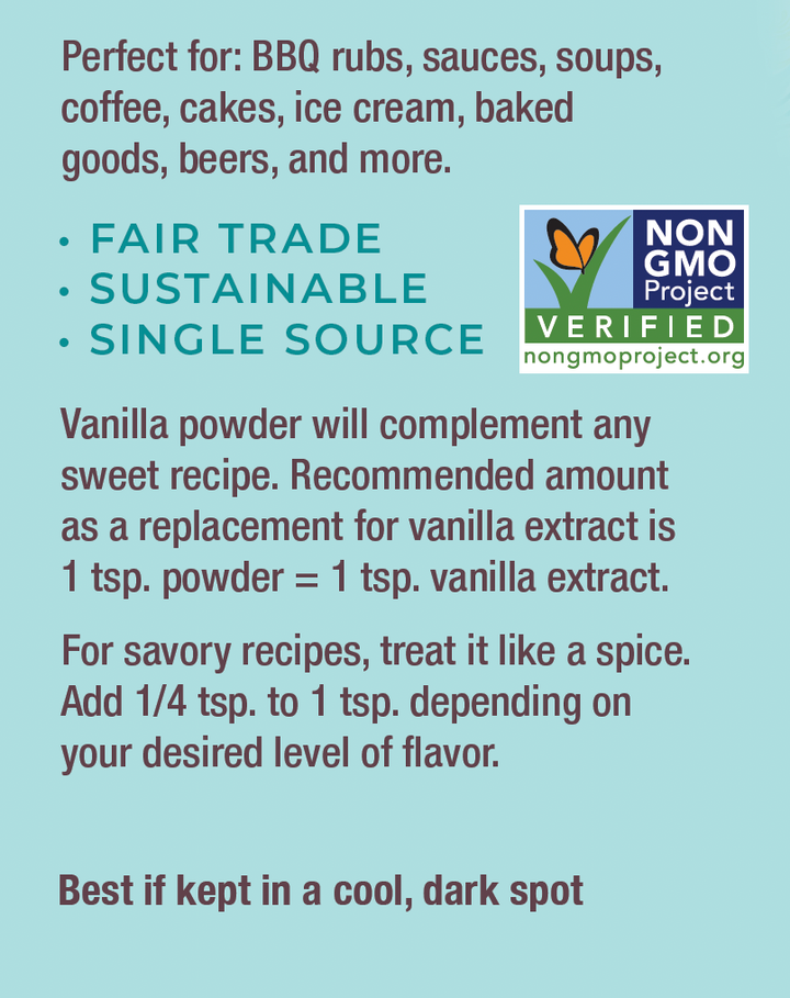 2 OZ and 4 OZ SINGLE-ORIGIN GOURMET PURE VANILLA BEAN POWDER