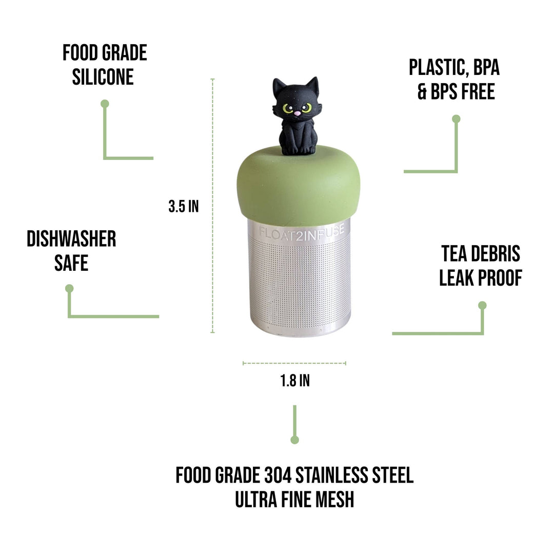 Halloween Cat | Floating Tea Steeper | Green Base | Black