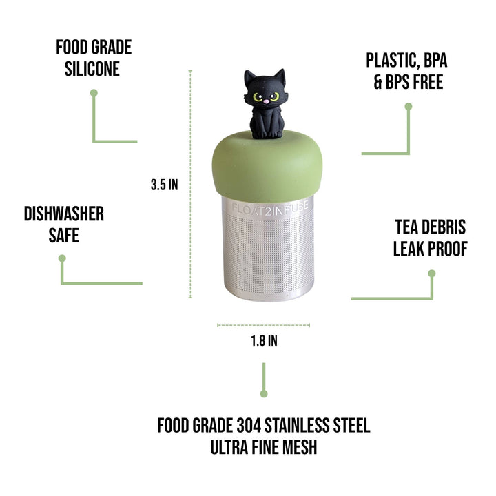 Halloween Cat | Floating Tea Steeper | Green Base | Black