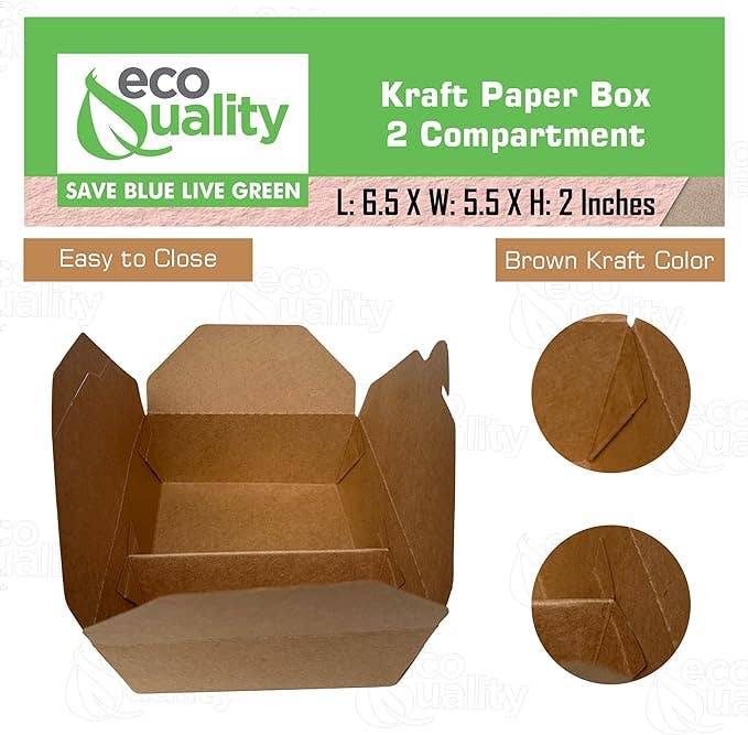2 Compartment Kraft Takeout Box Bio Box