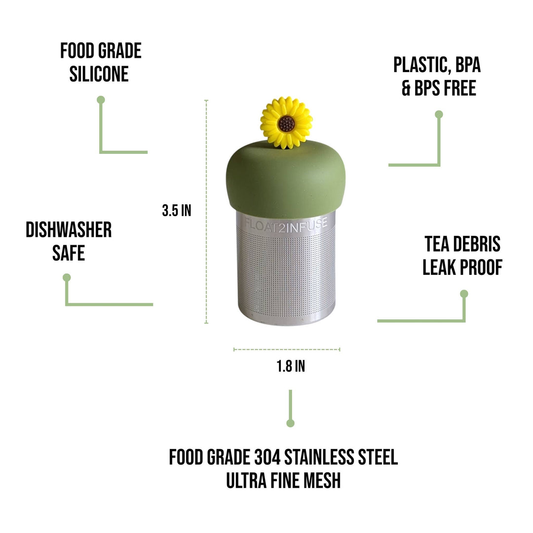 Sunflower | Floating Tea Steeper | Green Base | Yellow