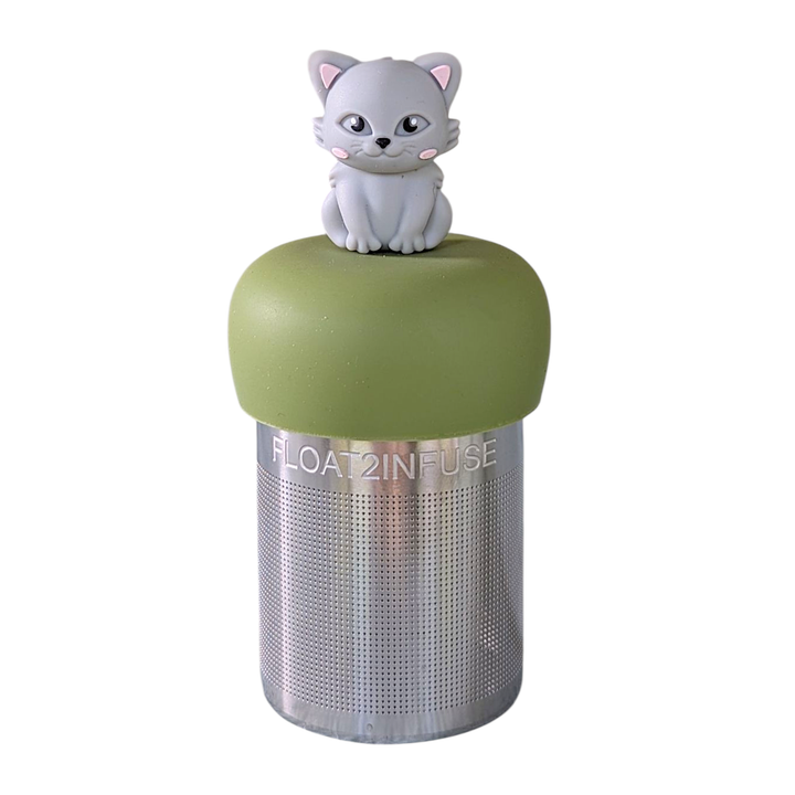 Grey Cat | Floating Tea Steeper | Green Base | Grey