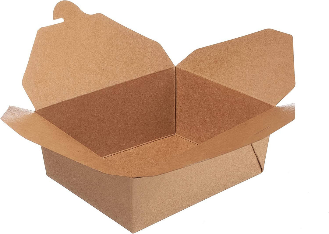49Oz Kraft Folded Paper Take Out Containers - Microwavable