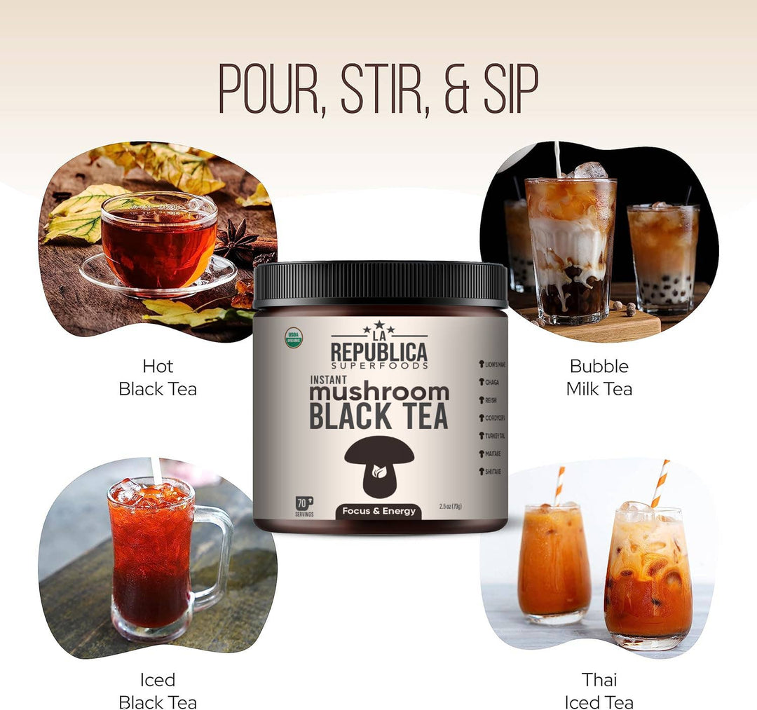 La Republica Black Tea with 7 Mushrooms (Instant)