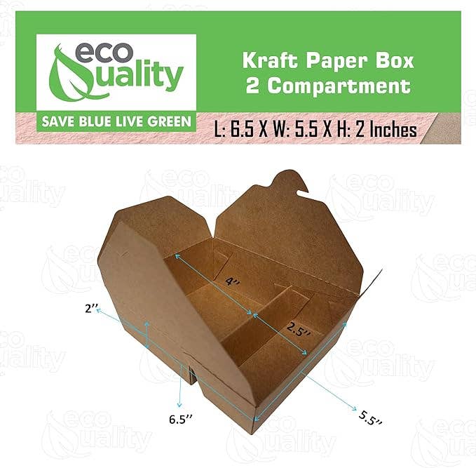 2 Compartment Kraft Takeout Box Bio Box