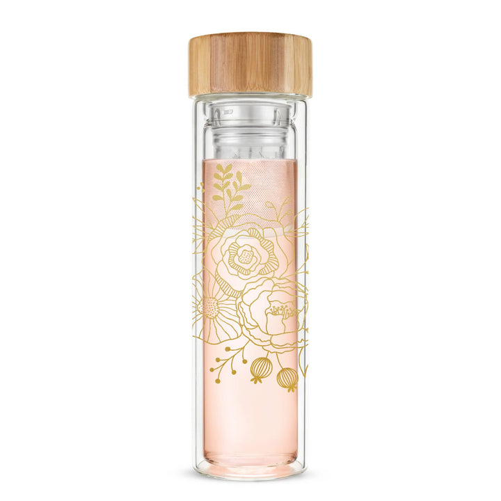 Blair™ Insulated Glass Travel Mug w/ Tea Infuser - Bouqet