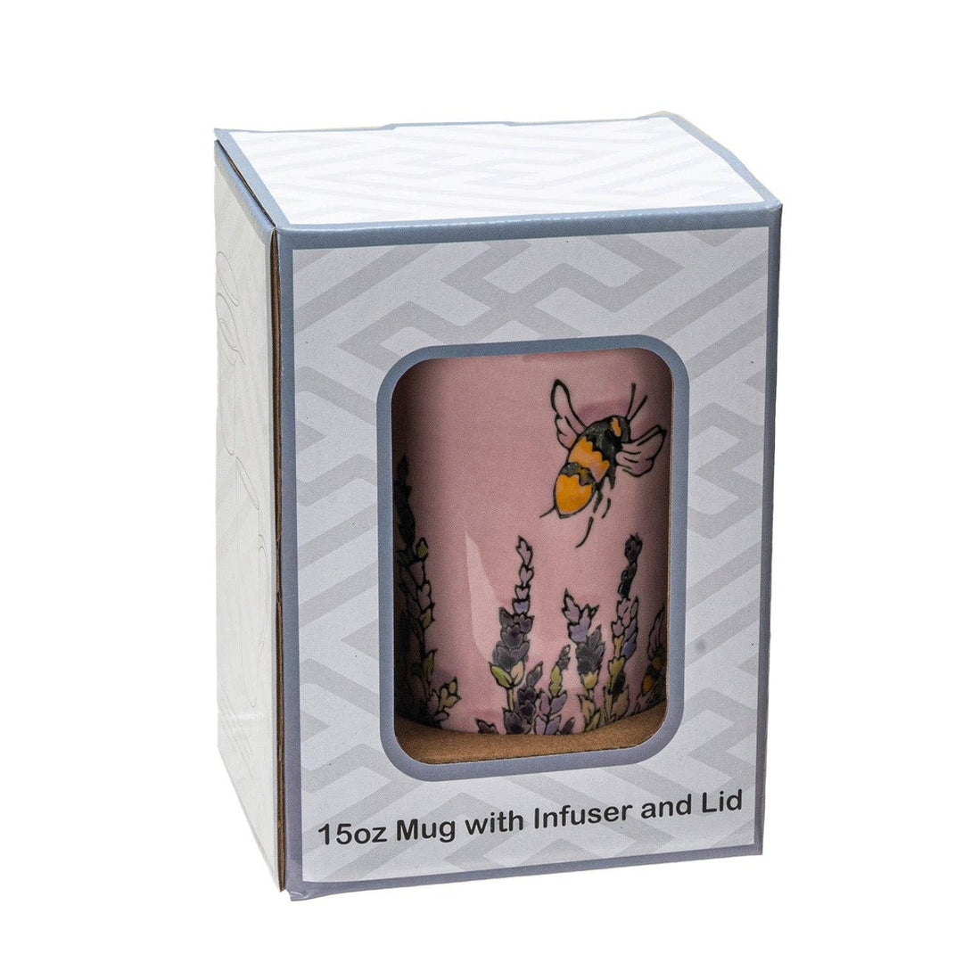 Spring Honeybee Design 15oz Tea Mugs with Lid and Infuser for Loose Leaf Tea (4/32)