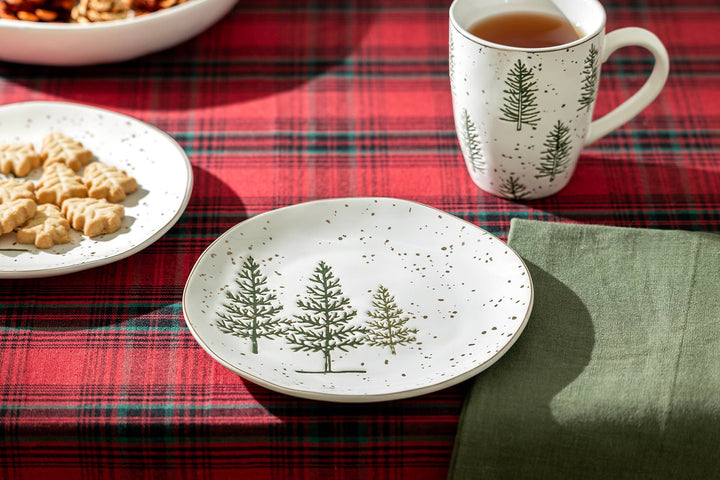Winter Pine Trees Organic Shape 7.5" Dessert Plate