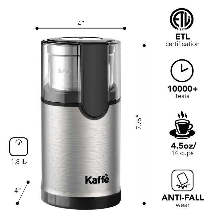 Kaffe Electric Blade Coffee Grinder w/ Removable Cup (4.5oz)