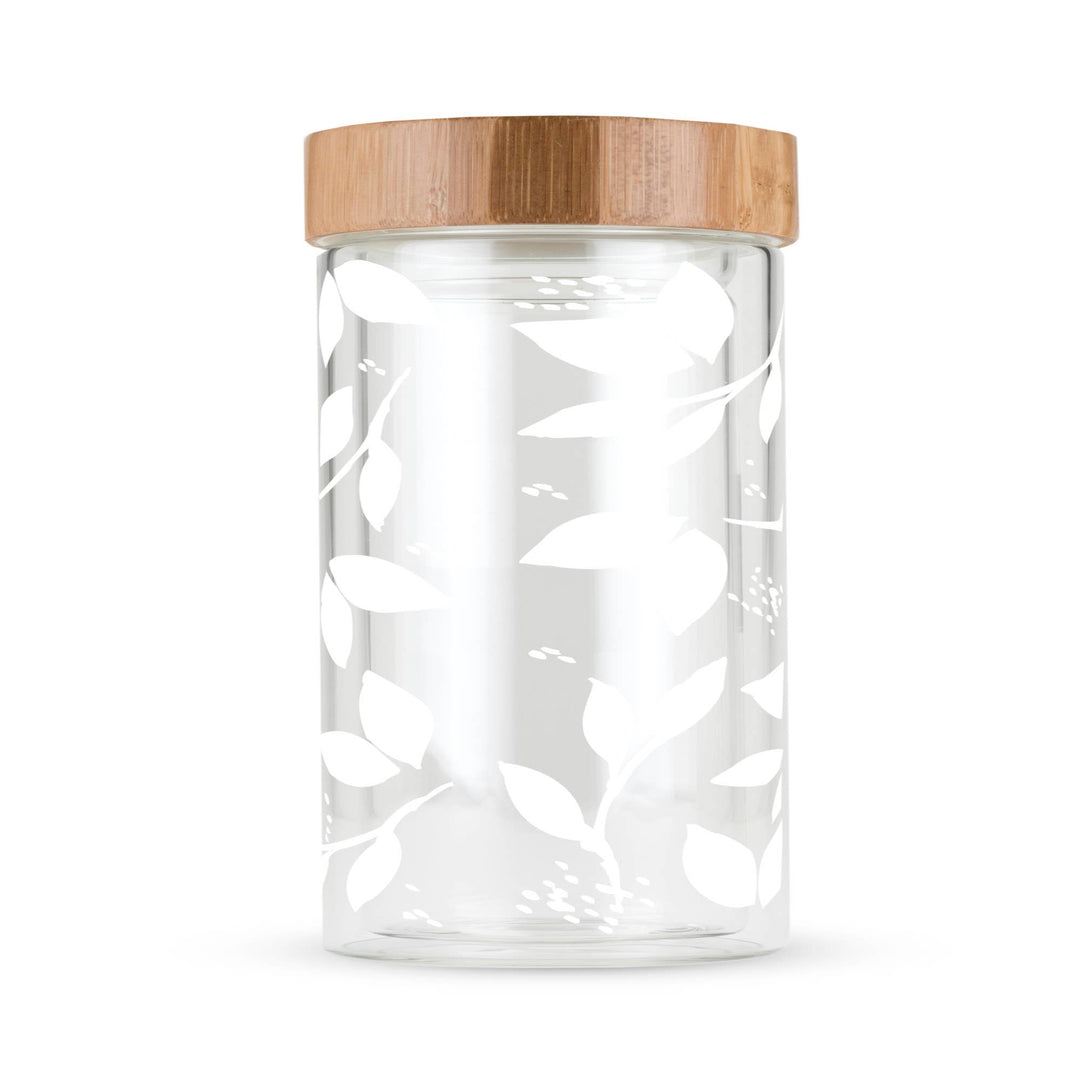 Blair™ Insulated Glass Travel Mug w/  Infuser - White Leaf