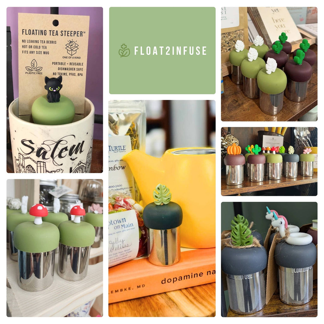 Bookworm | Floating Tea Steeper | Grey Base | Green Worm