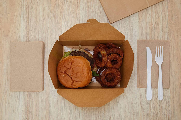 49Oz Kraft Folded Paper Take Out Containers - Microwavable
