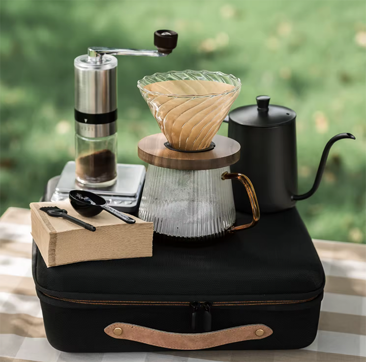 Coffee Pour Over Kit with Coffee Bean Grinder Gift Box