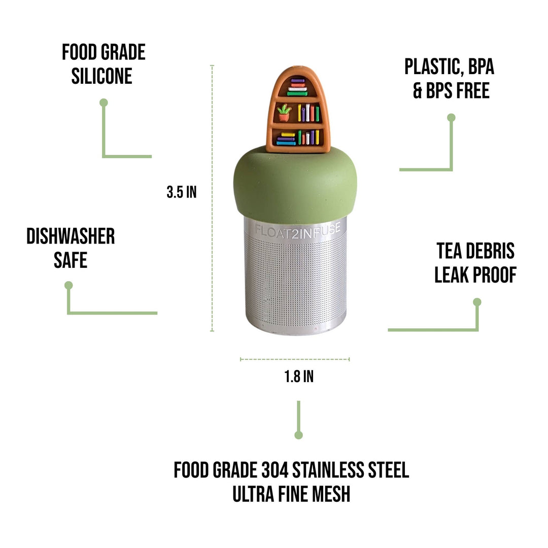 Plant Bookshelf | Floating Tea Steeper | Green Base | Brown