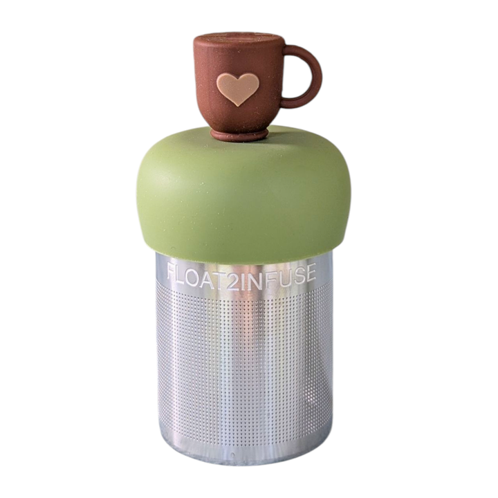 Heart Tea Cup | Floating Tea Steeper | Green Base | Brown