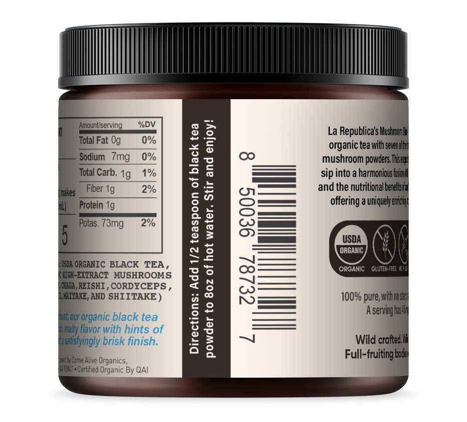 La Republica Black Tea with 7 Mushrooms (Instant)