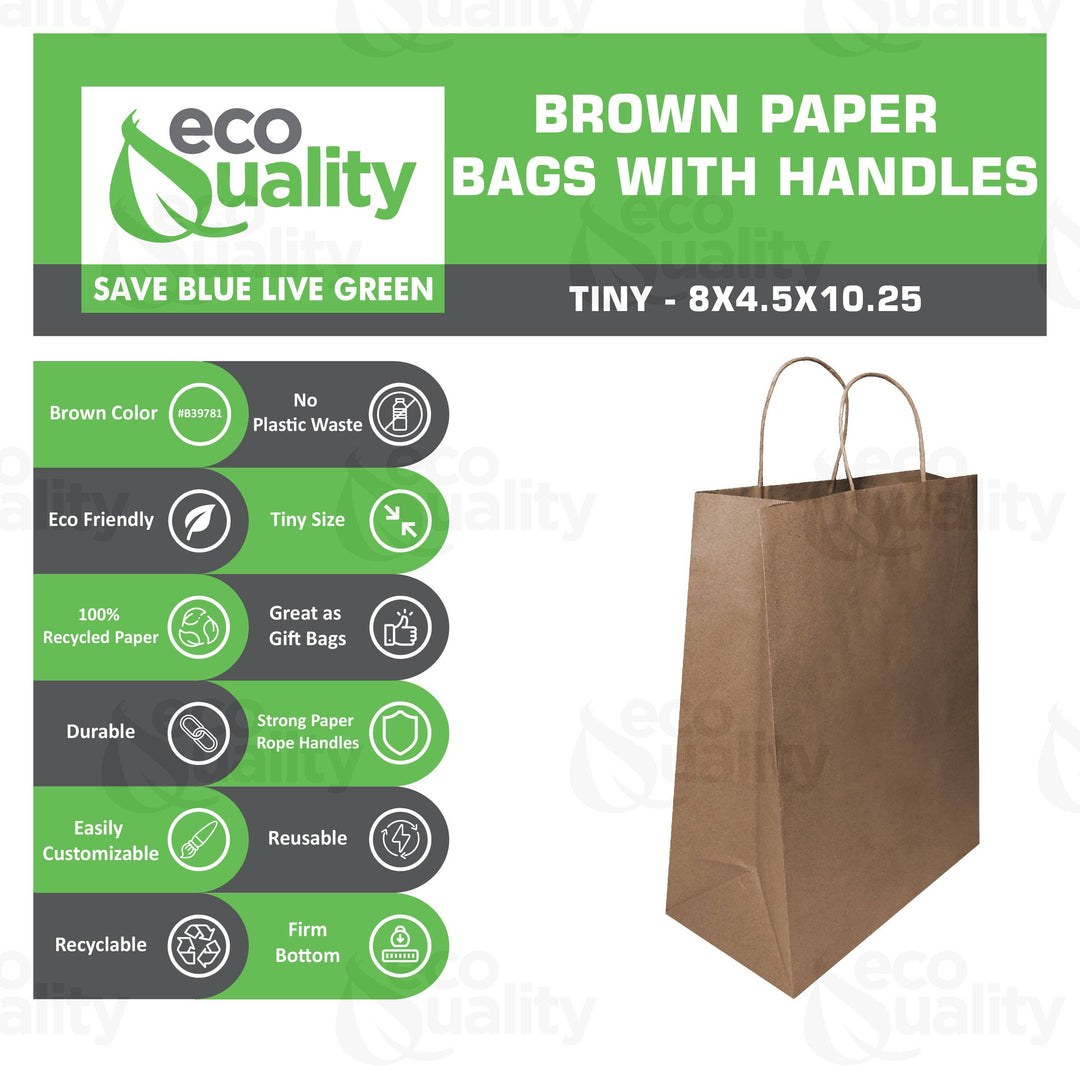 8x4.5x10.25 Tiny Kraft Paper Gift Bags