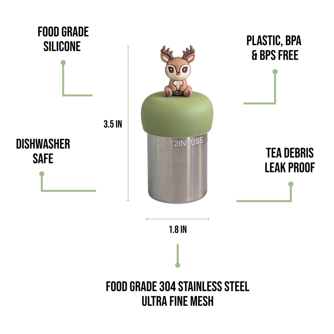 Deer | Floating Tea Steeper | Green Base | Brown Deer